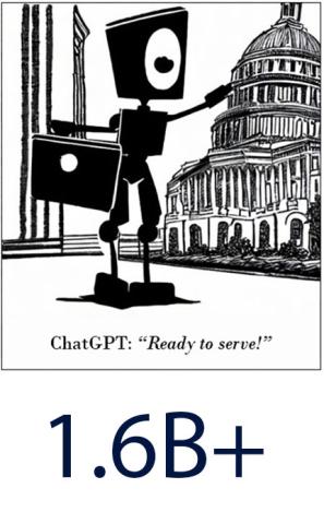 Chat G P T: Ready to Serve 1.6 B + cartoon