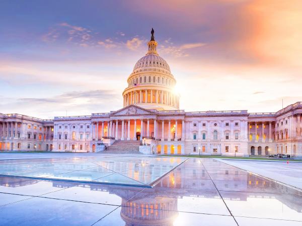 Capitol building in Washington D.C. at sunset