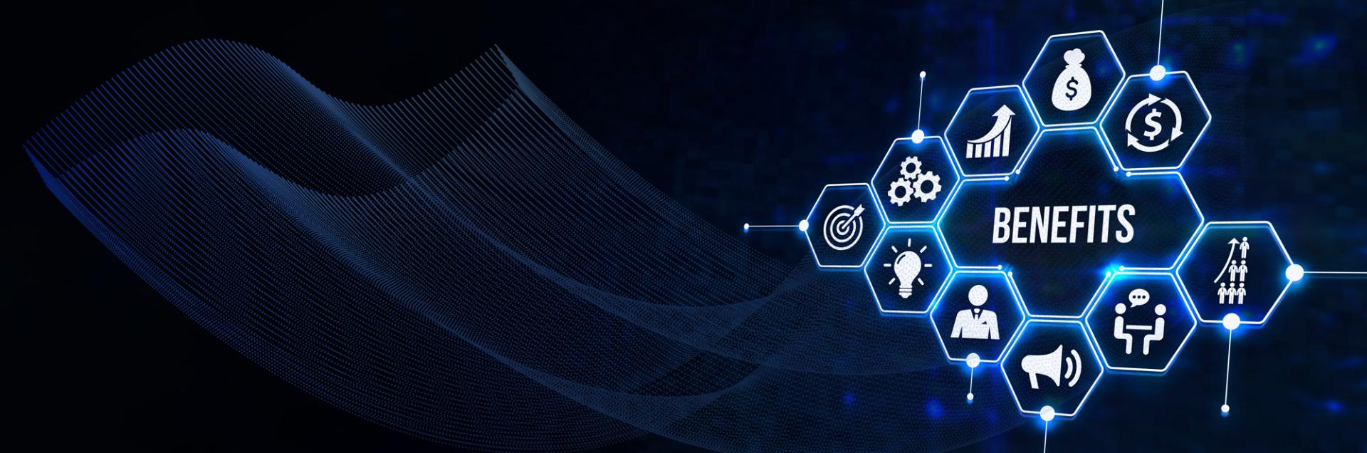 benefits text with icons
