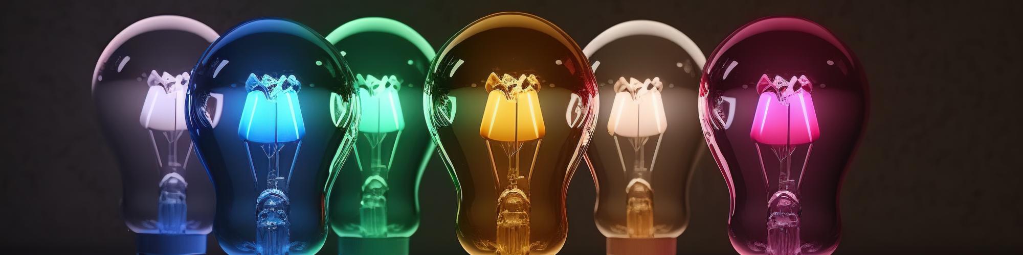 lightbulbs of different colors