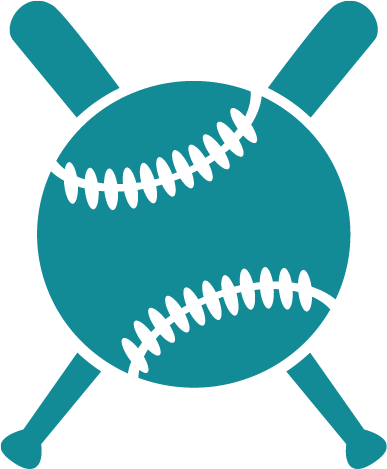 A baseball with two bats crossed behind it, representing our sports clubs