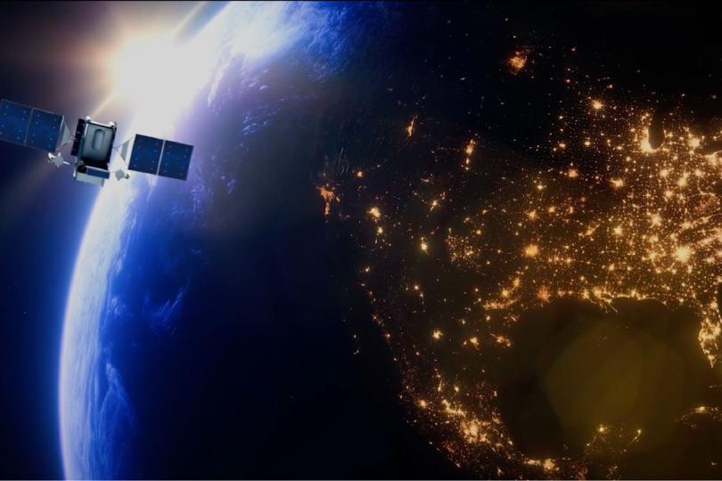 view from space of satellite over North America at night